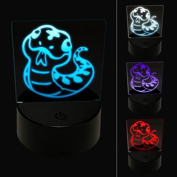 Sassy Snake with Tongue Sticking Out LED Night Light Sign 3D Illusion Desk Nightstand Lamp