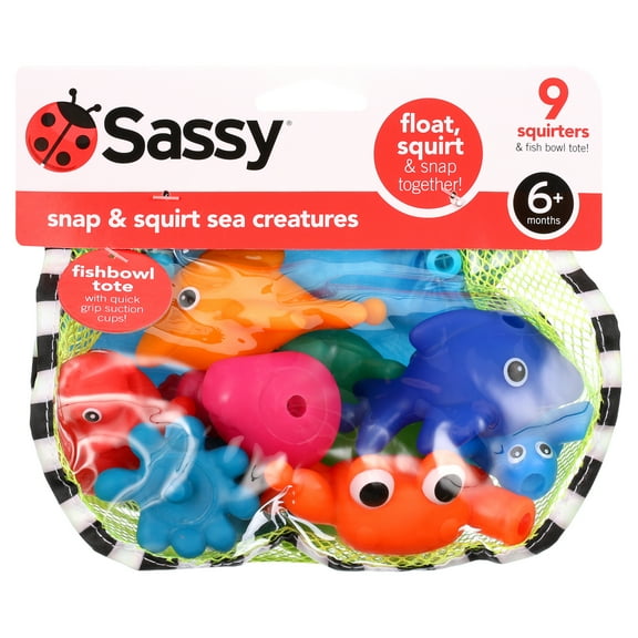 Sassy Snap & Squirt Sea Creatures Bath Toy, 9 Pack