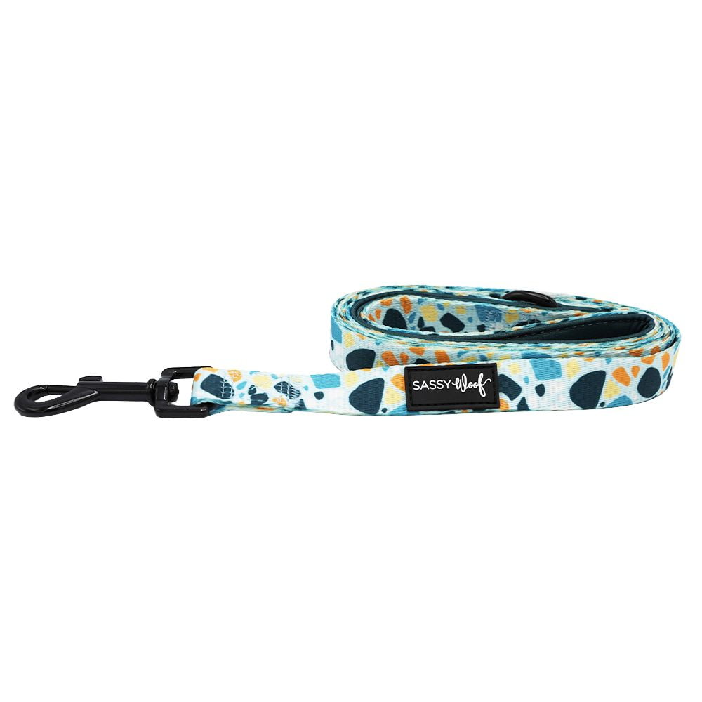 Sassy Woof Blue Terrazzo 6ft Cushioned Dog Leash - Durable for Medium and Large Dogs