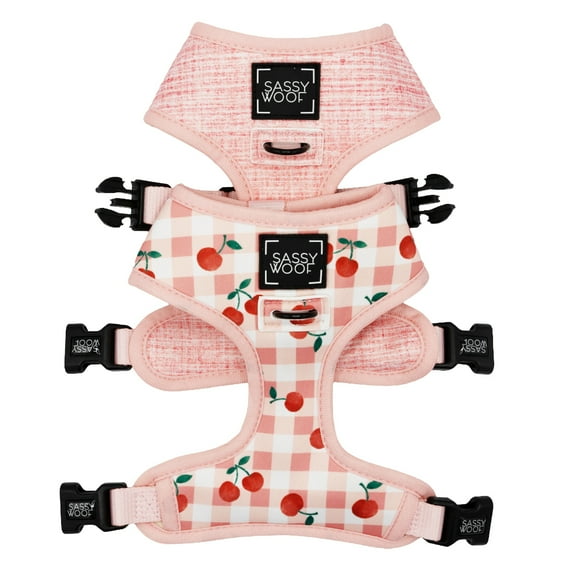 Sassy Woof Comfort Dual-Clip Reversible Dog Harness - Cherry Cute, Extra Small