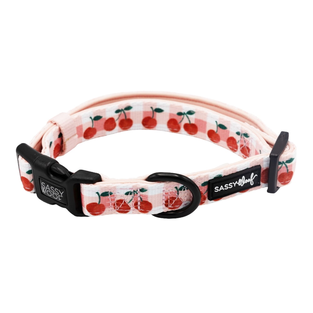 Sassy Woof Cushioned Adjustable Dog Collar - Cherry Cute, Medium