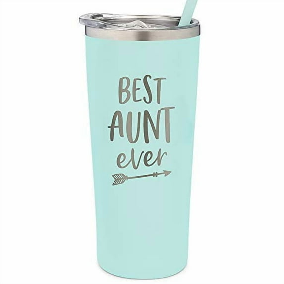 Best Aunt Ever Stainless Steel Personalized Tumbler - Insulated Cup with Cute Design - Slide Close Lid with Straw - For Pregnancy Announcements - Valentine's Day - Best Aunt Ever Gifts