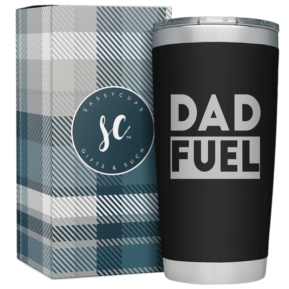 SassyCups Engraved Stainless Steel Dad Fuel Tumbler, 20 oz, Black