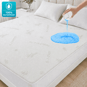 Sasttie King Size Bamboo Viscose Fitted Mattress Pad Cover, 100% Waterproof Mattress Protector, Deep Pocket Fitted 8" - 21", Breathable & Noiseless, Soft and Co