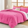 thumbnail image 1 of Sasttie Full Comforter Set Hot Pink, 3 Piece Solid Bedding for All Seasons, Soft and Breathable Down Alternative Bed Set with 2 Pillowshams, 1 of 9