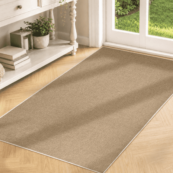 Sasttie 3'x5' Faux Jute Area Rug, Washable Indoor Outdoor Rug with Non-Slip Backing for Entryway Hallway Patio, Natural
