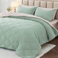 thumbnail image 1 of Sasttie 7 Pieces Queen Comforter Set, Reversible Bed in a Bag, All Season Bedding Set with Comforter, Flat Sheet, Fitted Sheet, Pillowcases & Shams, Sage Green/Beige, 1 of 7