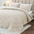 thumbnail image 1 of Sasttie 7 Pieces Queen Comforter Set, Reversible Bed in a Bag, All Season Bedding Set with Comforter, Flat Sheet, Fitted Sheet, Pillowcases & Shams, Beige & White, 1 of 8