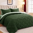 thumbnail image 1 of Sasttie 7 Pieces King Comforter Set, Reversible Bed in a Bag, All Season Bedding Set with Comforter, Flat Sheet, Fitted Sheet, Pillowcases & Shams, Dark Green & Light Green, 1 of 10
