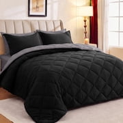 Sasttie 7 Pieces Queen Comforter Set, Reversible Bed in a Bag, All Season Bedding Set with Comforter, Flat Sheet, Fitted