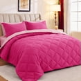 thumbnail image 1 of Sasttie 7 Pieces Queen Comforter Set, Reversible Bed in a Bag, All Season Bedding Set with Comforter, Flat Sheet, Fitted Sheet, Pillowcases & Shams, Hot Pink & Baby Pink, 1 of 10