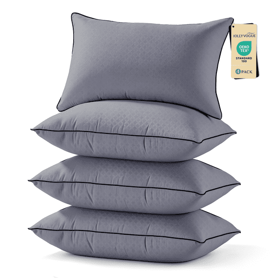 Sasttie Bed Pillows King Size Set of 4, Hotel Down Alternative Sleeping Bed Pillows for Side Back Stomach Sleepers,Dark Grey