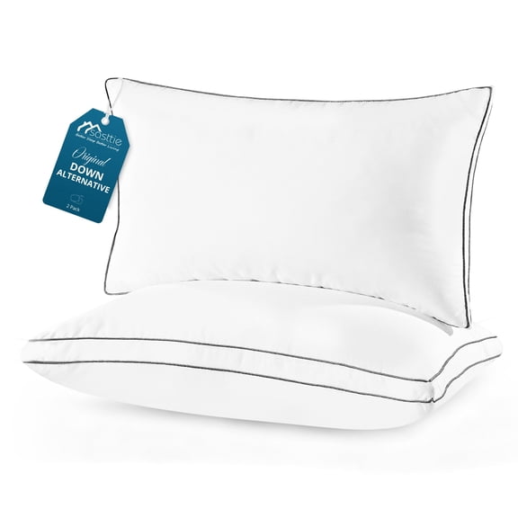 Sasttie Bed Pillows Queen Size Set of 2, Gusseted Sleeping Pillows for Side, Back, and Stomach Sleepers, Hotel Quality, Oeko-Tex Certified Fluffy Supportive Down Alternative Filling, 2 Pack