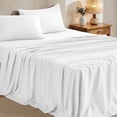 thumbnail image 1 of Sasttie King Size Sheets Set Brushed Microfiber, 4 Piece Sheet Set Upto 16 Inches Deep Pocket Bedding Sheets & Pillowcases - White, 1 of 9