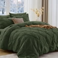 thumbnail image 1 of Sasttie King Size Comforter Set, 7-Piece Bed in a Bag, Pintuck Bedding Sets for All Season, Dark Green, 1 of 7