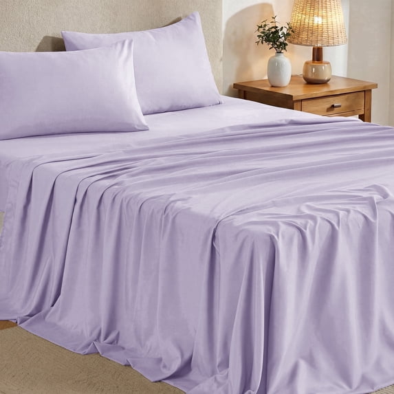 Sasttie Queen Size Sheets Set Brushed Microfiber, 4 Piece Sheet Set Upto 16 Inches Deep Pocket Bedding Sheets & Pillowcases - Lavender