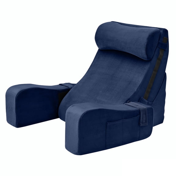 Sasttie Reading Pillow with Armrests, 15–25 Inch Adjustable Back Support Pillow for Bed Sitting Up, Memory Foam Back Rest Cushion, Navy