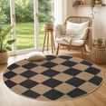 thumbnail image 1 of Sasttie Round 4ft Checkered Easy Jute Area Rug, Outdoor Patio Rug Washable Rugs for Entryway Checkerboard Indoor Outdoor Rugs, Black & Natural, 1 of 9