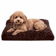 Sasttie Small Dog Bed, Soft Rose Velvet Washable Crate Pad for Small and Medium Dogs, Non-Slip Bottom, Suitable Kennel Cage and Cat Bed Mat, 23 x 18 in, Dark Br