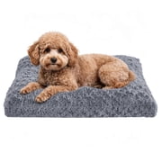 Sasttie Small Dog Bed, Soft Rose Velvet Washable Crate Pad for Small and Medium Dogs, Non-Slip Bottom, Suitable Kennel Cage and Cat Bed Mat, 23 x 18 in, Grey