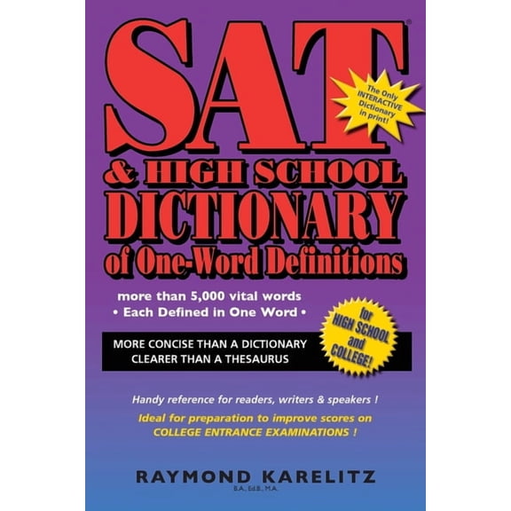 SAT & High School Dictionary of One-Word Definitions, (Paperback)