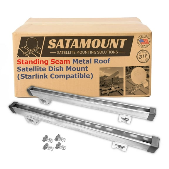 SataMount Starlink Compatible Satellite Dish Mount for Standing Seam Metal Roofs