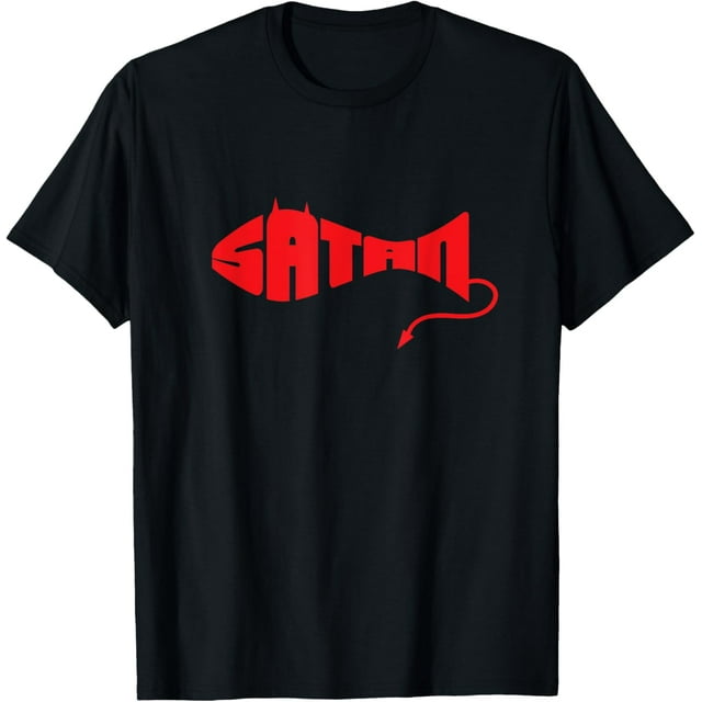 Satan Fish With Horns & Devil Tail Hail Satan 666 T-Shirt - Walmart.com