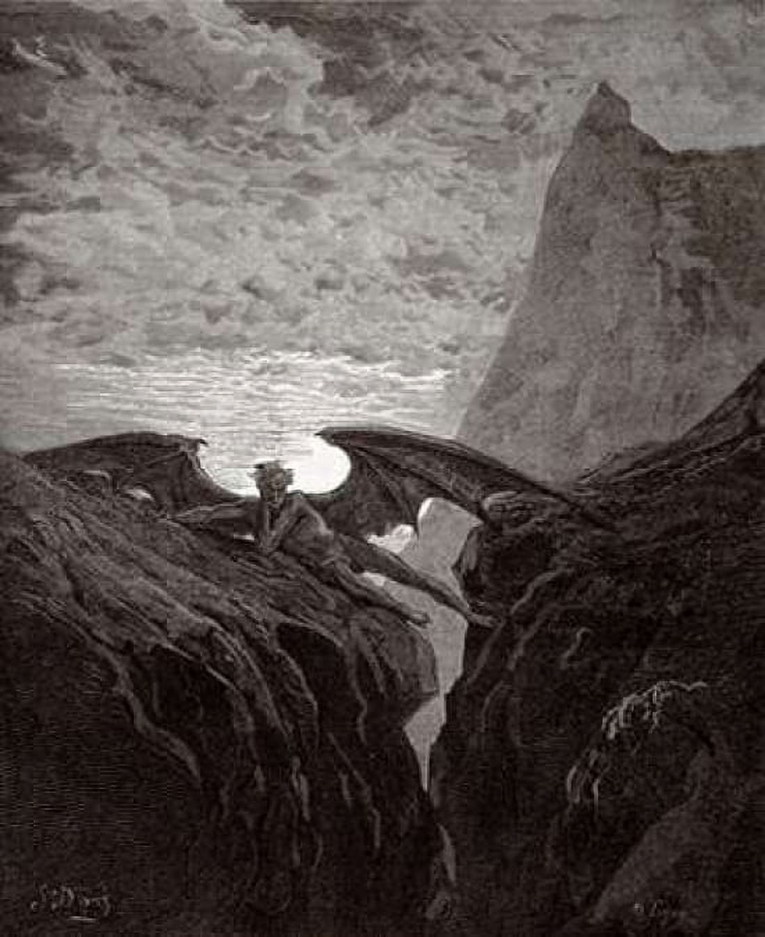 Satan Resting On The Mountain - from Miltons Paradise Lost Canvas Art - Gustave Dore (24 x 30)