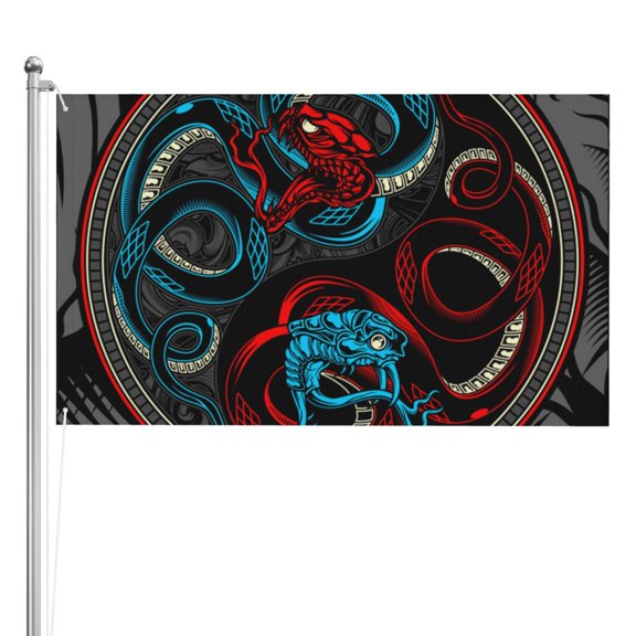 Satan Snake Ying Yang Double Sided Flag 3x5FT Reversible Garden Flag Outdoor Decor for House, Porch, Lawn, Yard, Indoor Wall, Party Decoration