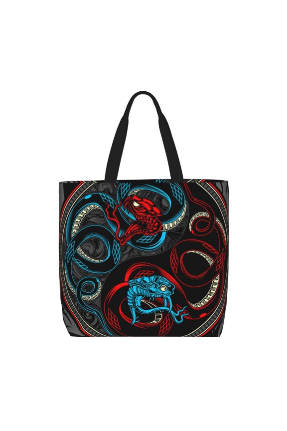 Satan Snake Ying Yang Tote Bag Reusable Shoulder Handbag Top Handle Purse for Shopping Work
