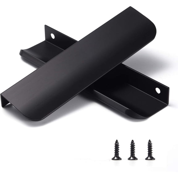 Matte Black Pack of 5 and 10 Edge Finger Pulls for Cabinets Kitchen Invisible Hardware Concealed Aluminum Hidden Bar Pull Drawer Handles Easy to Install 11.81",6.3",5",4.72",3.15" overall length