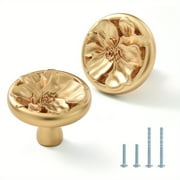 Satanga Flower Cabinet Pulls Handle Knob Drawer for Kitchen Dresser Wardrobe Bathroom and Cupboard One Hole Hardware Knobs for Girl Easy Installation Pack of 10 and Pack of 4 Champagne Bronze