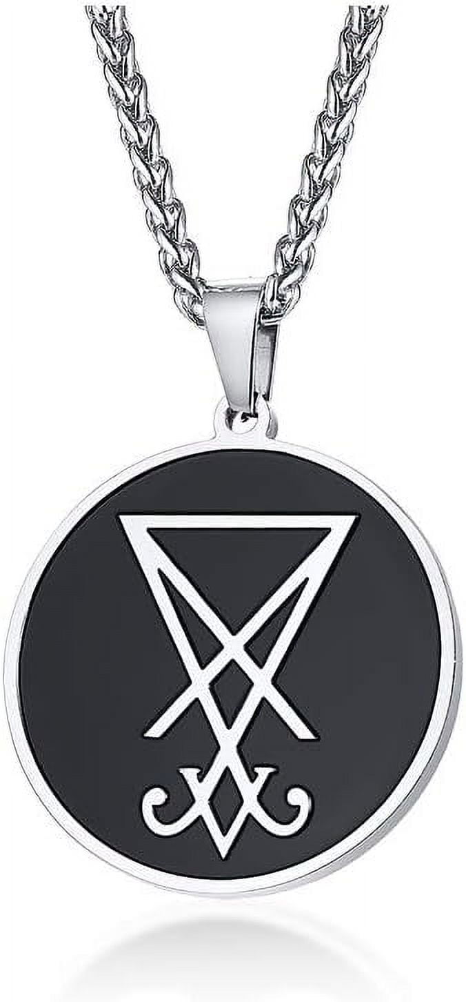 Satanic Necklace Sigil Of Lucifer Necklace Pentagram Necklace Baphomet ...