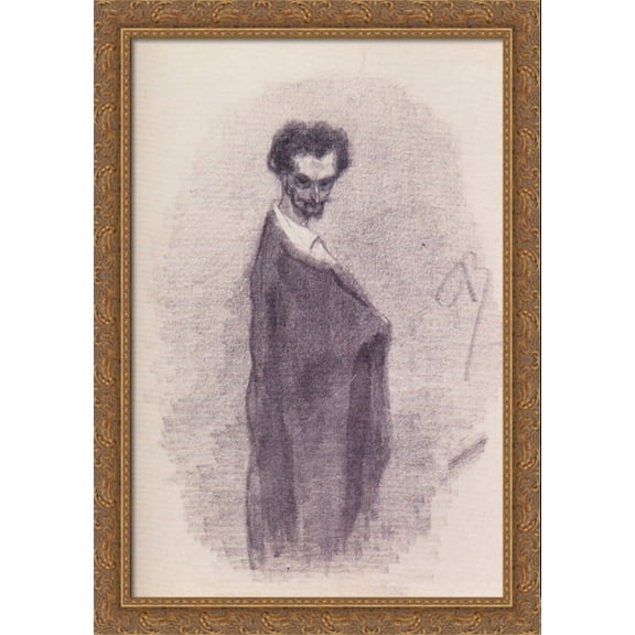 Satanic Self-Portrait 28x40 Large Gold Ornate Wood Framed Canvas Art by Felicien Rops