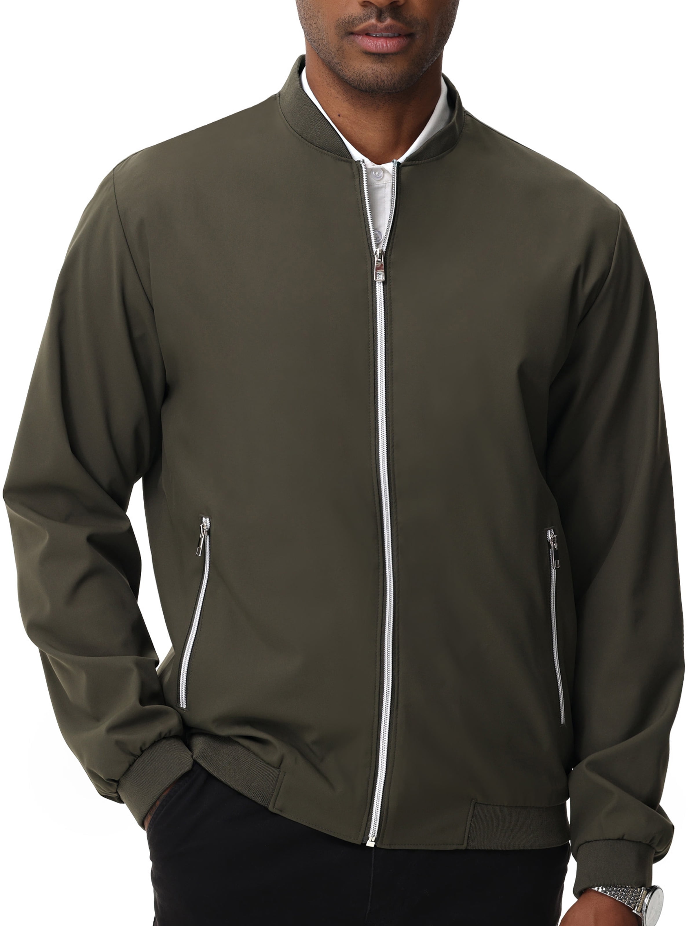 JUUYY Men's Bomber Jacket Solid Color Autumn Winter Pilot
