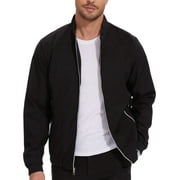 Satankud Mens Bomber Jacket Lightweight Casual Flight Windbreaker Zip Up Coat with Pocket Black 3XL