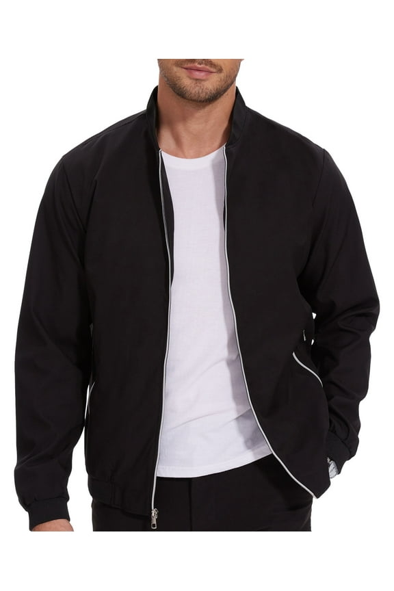 Men's Bomber Jacket Lightweight Casual Flight Windbreaker Zip Up Coat with Pockets