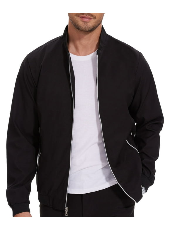 Men's Bomber Jacket Lightweight Casual Flight Windbreaker Zip Up Coat with Pockets