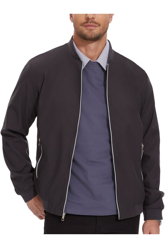 Men's Bomber Jacket Lightweight Casual Flight Windbreaker Zip Up Coat with Pocket Charcoal Grey 2XL