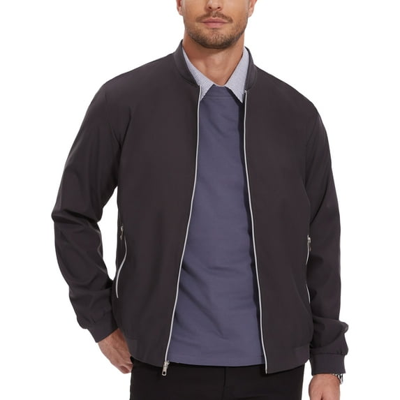 Satankud Men's Bomber Jacket Lightweight Casual Flight Windbreaker Zip Up Coat with Pocket Charcoal Grey XL