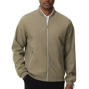 Satankud Mens Bomber Jacket Lightweight Casual Flight Windbreaker Zip Up Coat with Pocket Khaki L