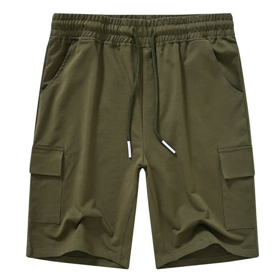 Satankud Men's Casual Cargo Shorts Classic Relaxed Drawstring Stretch Elastic Waist Beach Shorts with 5 Pockets ArmGreen-40