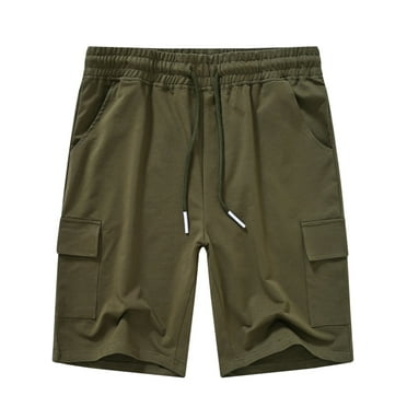 Satankud Men's Casual Cargo Shorts Classic Relaxed Drawstring Stretch Elastic Waist Beach Shorts with 5 Pockets ArmGreen-44