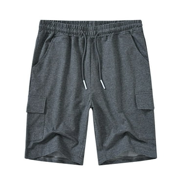 Satankud Men's Casual Cargo Shorts Classic Relaxed Drawstring Stretch Elastic Waist Beach Shorts with 5 Pockets DarkGrey-34