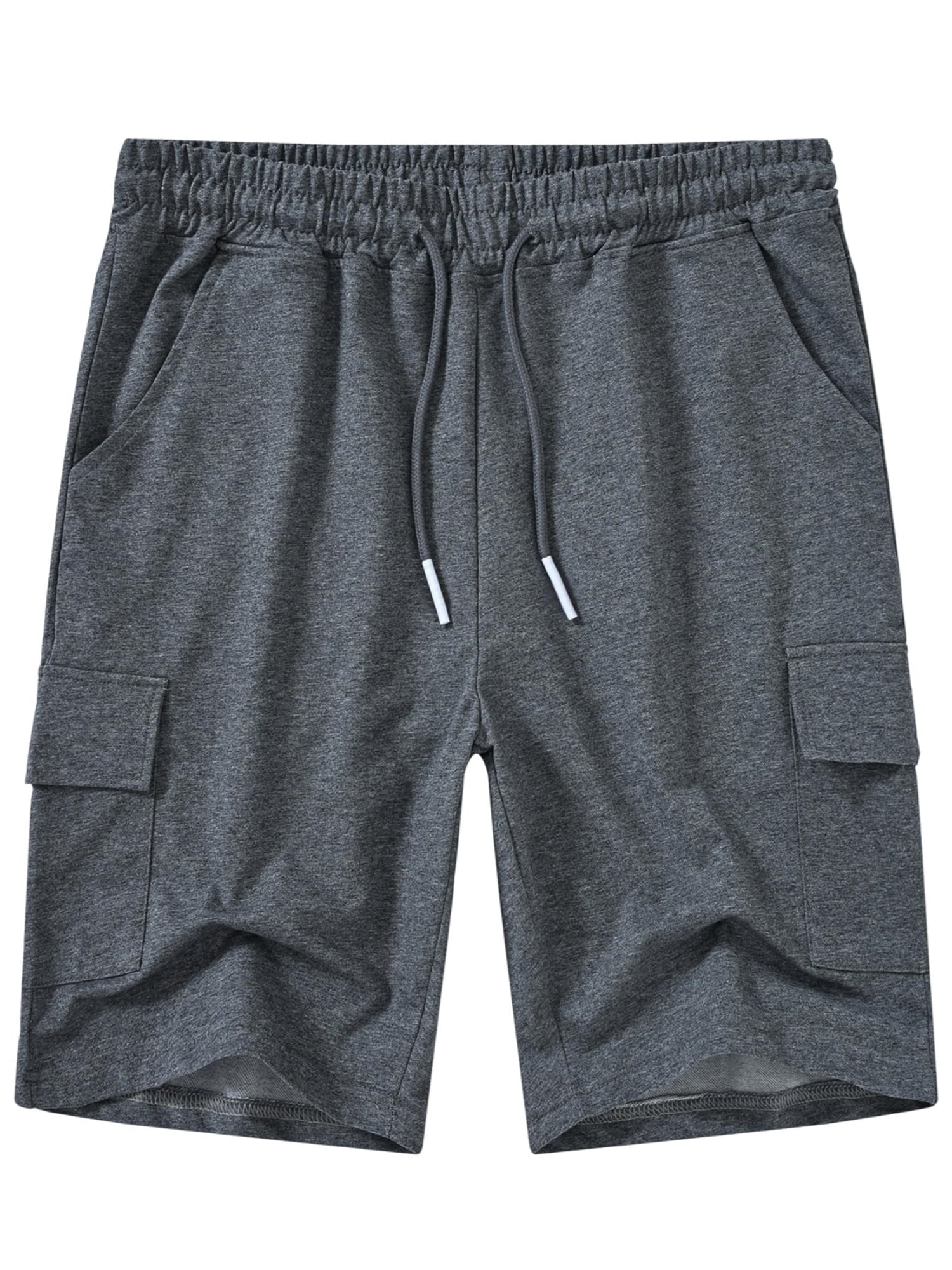 Men's Casual Cargo Shorts Classic Relaxed Drawstring Stretch Elastic Waist Beach Shorts with 5 Pockets DarkGrey-34