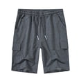 thumbnail image 1 of Muvtei Men's Casual Cargo Shorts Classic Relaxed Drawstring Stretch Elastic Waist Beach Shorts with 5 Pockets DarkGrey-34, 1 of 10