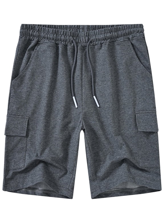 Men's Casual Cargo Shorts Classic Relaxed Drawstring Stretch Elastic Waist Beach Shorts with 5 Pockets DarkGrey-42