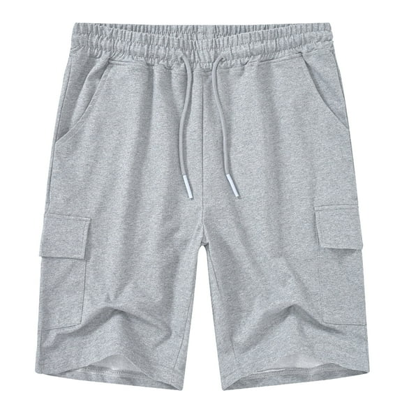 Satankud Men's Casual Cargo Shorts Classic Relaxed Drawstring Stretch Elastic Waist Beach Shorts with 5 Pockets LightGrey-42
