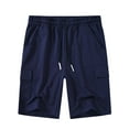 thumbnail image 1 of Satankud Men's Casual Cargo Shorts Classic Relaxed Drawstring Elastic Waist Beach Shorts with 5 Pockets, 1 of 7