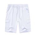 thumbnail image 1 of Satankud Men's Casual Cargo Shorts Classic Relaxed Drawstring Elastic Waist Beach Shorts with 5 Pockets White-32, 1 of 6